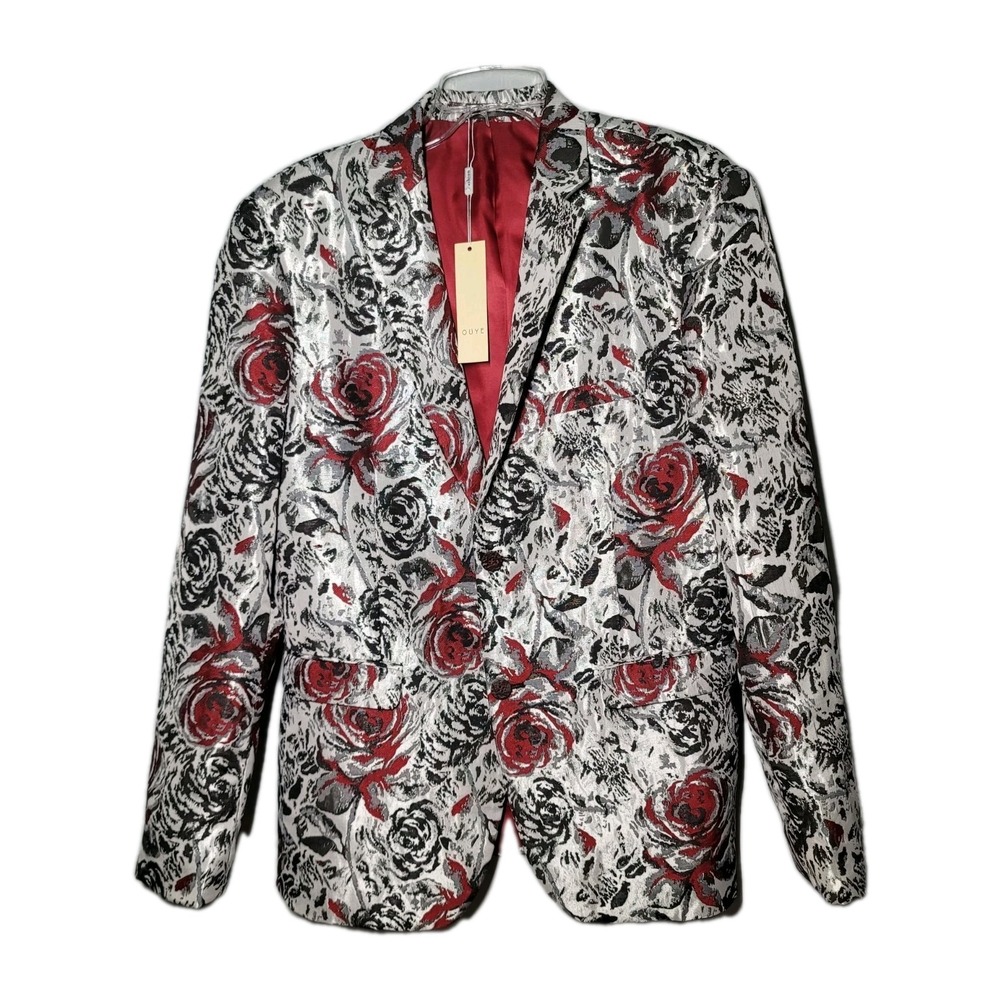 Ouye Jacquard Mens Floral Suit Blazer Tuxedo Single Breasted New With Tag Prom